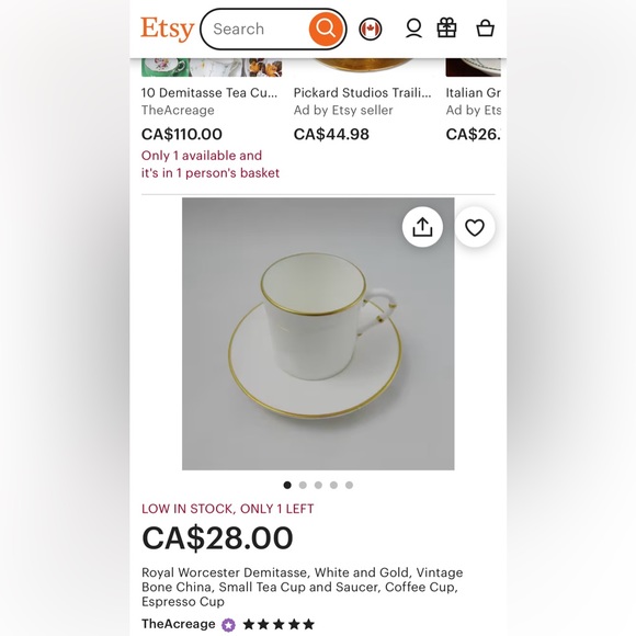 EUC pair of Royal Worcester demi tasse cups - Picture 4 of 5